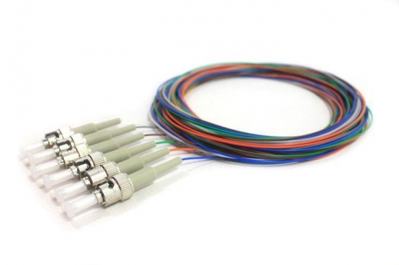 FIB 6 Fiber 900um Pigtail, Multimode 62.5um OM1, ST/PC, Beige Boots, 3 Meters FIB 6 Fiber 900um Pigtail, Multimode 62.5um OM1, ST/PC, Beige Boots, 3 Meters