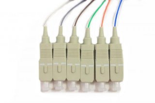 FIB 6 Fiber 900um Pigtails, MM 62.5um OM1, SC/PC, Beige Boots, 3 Meters
