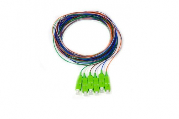 FIB 6 Fiber 900um Pigtails, SM, SC/APC, Green Boots, 3 Meters FIB 6 Fiber 900um Pigtails, SM, SC/APC, Green Boots, 3 Meters