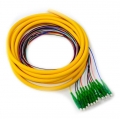 FIB Distribution Pigtail 12 Fiber Singlemode LC/APC Green Boots 3 Meters