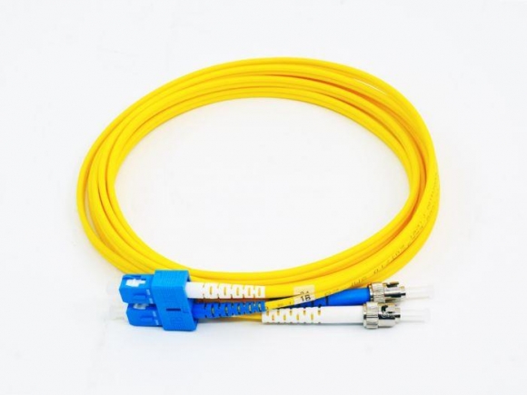 FIB Fiber Optic Patch Cable, ST UPC to SC UPC, 10 meters, 3mm Duplex SM SMF-28 Ultra Fiber