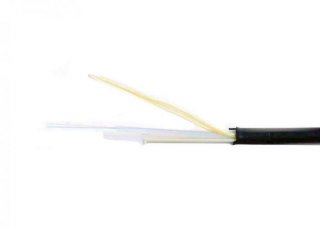 FIB Flat Drop Cable Gel Singlemode SMF28 Ultra Fiber 2 Fiber Toneable 24 AWG Polyethylene Black