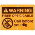 Fiber Optic Warning Sign, 9" x 12" Aluminum, Black on Orange