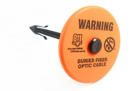 7" Buried Fiber Optic Cable Soil Marker Disk with 13" Plastic Stake 7" Buried Fiber Optic Cable Soil Marker Disk with 13" Plastic Stake