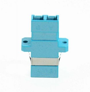 FIB LC 10Gig Adapter Duplex Aqua Multimode - with Flange, Style 3, SC Footprint FIB LC 10Gig Adapter Duplex Aqua Multimode - with Flange, Style 3, SC Footprint
