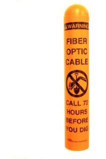 Fiber Optic Warning Domed Marker Post, 3" x 6', Black on Orange