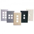 Leviton Black Single Gang 2 port Wall Plate W/Label Window Leviton Black Single Gang 2 port Wall Plate W/Label Window