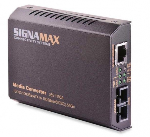 Signamax Media Converter SC Singlemode 10/100/1000BaseT/TX to 1000 Base SXED 10km 110V Signamax Media Converter SC Singlemode 10/100/1000BaseT/TX to 1000 Base SXED 10km 110V