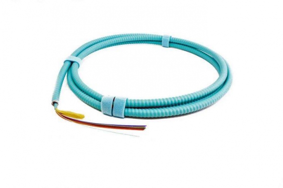TLC 12 Fiber, 50/125um MM ClearCurve OM4, Distribution Fiber Optic Cable with Aluminum Interlocking Armor, Plenum, Aqua