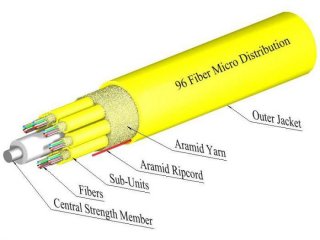 TLC 96 Fiber SM SMF28 Ultra Micro Distribution Fiber Optic Cable w/Yellow Sub Units Riser Yellow