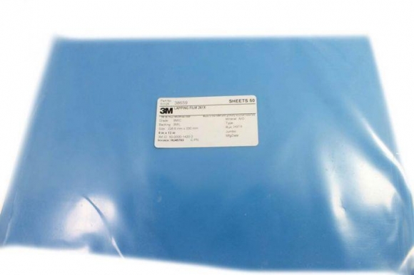 3M 9um Lapping Film / Polishing Film Aluminum Oxide 9" x 13" Sheet Blue - 50 Pack