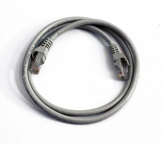 FIB Copper Cat 5e Patch Cable with Boots 15ft Gray