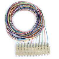 FIB 12 Fiber 900um Pigtails, Multimode 62.5um OM1, SC/PC, Beige Boots, 3 Meters