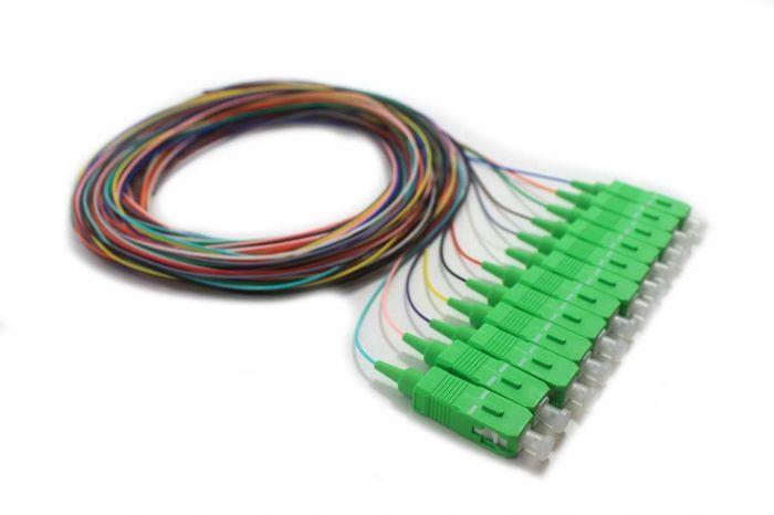 FIB 12 Fiber 900um Pigtails, SM, SC/APC, Green Boots, 3 Meters