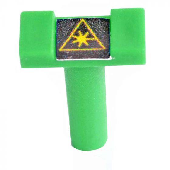 FIB Dust Cap Mating Sleeve Adapter LC with Warning Label Green Square Head - 100 Pack FIB Dust Cap Mating Sleeve Adapter LC with Warning Label Green Square Head - 100 Pack