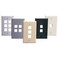 Leviton QuickPort 6 Port Dual Gang Wallplate, Lt Almond Leviton QuickPort 6 Port Dual Gang Wallplate, Lt Almond