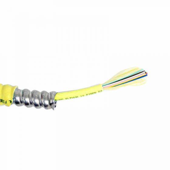 TLC 12 Fiber, 9/125um SM SMF28 Ultra, Distribution Fiber Optic Cable with Aluminum Interlocking Armor, Plenum, Yellow TLC 12 Fiber, 9/125um SM SMF28 Ultra, Distribution Fiber Optic Cable with Aluminum Interlocking Armor, Plenum, Yellow
