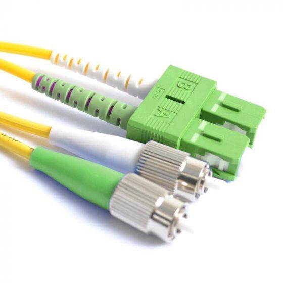 FIB Fiber Optic Patch Cable, FC to SC APC-APC, 3 meters, 3mm Duplex SM SMF-28 Ultra Fiber FIB Fiber Optic Patch Cable, FC to SC APC-APC, 3 meters, 3mm Duplex SM SMF-28 Ultra Fiber