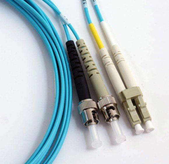 FIB Fiber Optic Patch Cable, LC PC to ST PC, 3 meters, 1.6mm Duplex MM ClearCurveOM3 Fiber FIB Fiber Optic Patch Cable, LC PC to ST PC, 3 meters, 1.6mm Duplex MM ClearCurveOM3 Fiber