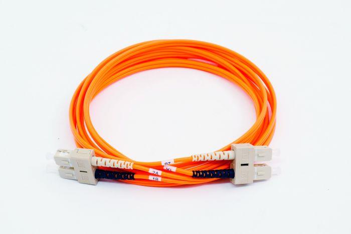 FIB Fiber Optic Patch Cable, SC PC to SC PC, 2 meters, 3mm Duplex MM ClearCurveOM2 Fiber