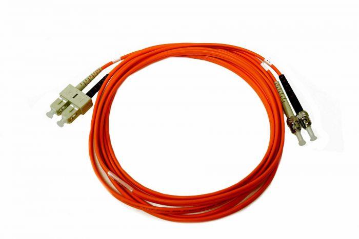 FIB Fiber Optic Patch Cable, ST PC to SC PC, 1 meter, 3mm Duplex MM ClearCurveOM2 Fiber